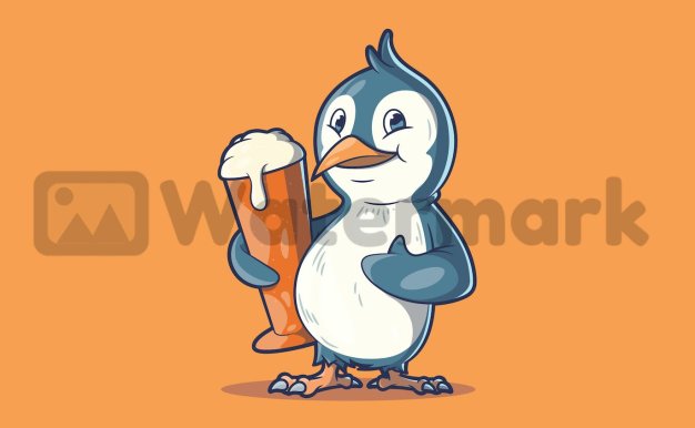 啤酒企鹅角色矢量插画 I Like My Beer Cold!