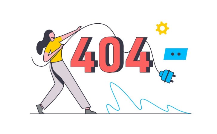 404错误概念扁平线条插画 404 Error Flat Line Concept