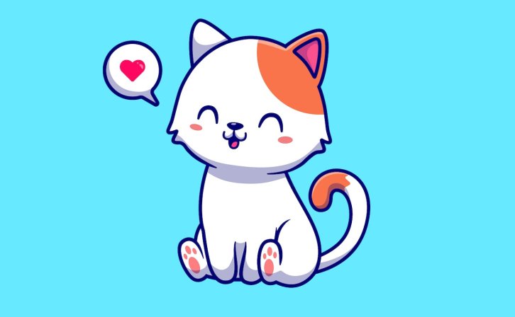 可爱的猫卡通矢量图形素材 Cute Cat Sitting Cartoon Illustration