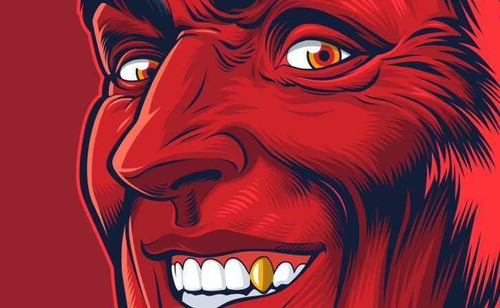 漫画绘画风格魔鬼的微笑 Smiling Devil in Comical Drawing Style