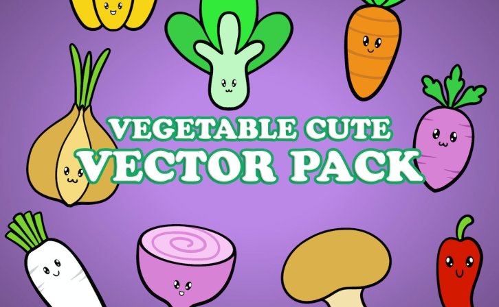 可爱的蔬菜角色插画素材 Cute Vegetable Character Illustration Pack