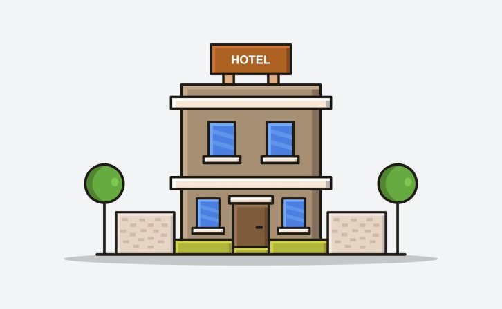 卡通风格酒店矢量图形 Cartoon Style Hotel In Vector