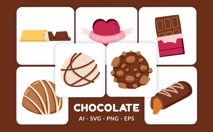 巧克力矢量插画v.1 Chocolate Vector Illustration v.1