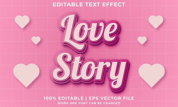 爱情故事主题粉色立体字体效果AI模板 Love Story Vector Editable Text Effect