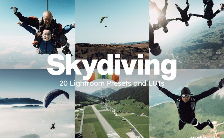 20 个空中极限运动拍摄后期调色 Lightroom 预设 20 SKydiving Lightroom Presets and LUTs